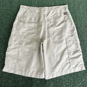 Vintage Y2K Men's Quicksilver Light Khaki Cargo Polyester Board Shorts 34x9"